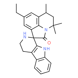 ChemSpider 2D Image | 8'-Ethyl-4',4',6'-trimethyl-2,3,4,5',6',9-hexahydro-4'H-spiro[beta-carboline-1,1'-pyrrolo[3,2,1-ij]quinolin]-2'-one | C26H29N3O