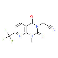 ChemSpider 2D Image | [1-Methyl-2,4-dioxo-7-(trifluoromethyl)-1,4-dihydropyrido[2,3-d]pyrimidin-3(2H)-yl]acetonitrile | C11H7F3N4O2