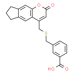 ChemSpider 2D Image | 3-({[(2-Oxo-2,6,7,8-tetrahydrocyclopenta[g]chromen-4-yl)methyl]sulfanyl}methyl)benzoic acid | C21H18O4S