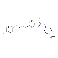 ChemSpider 2D Image | N-{2-[(4-Acetyl-1-piperazinyl)methyl]-1-methyl-1H-benzimidazol-5-yl}-2-(4-chlorophenoxy)acetamide | C23H26ClN5O3