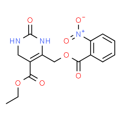 ChemSpider 2D Image | Ethyl 6-{[(2-nitrobenzoyl)oxy]methyl}-2-oxo-1,2,3,4-tetrahydro-5-pyrimidinecarboxylate | C15H15N3O7