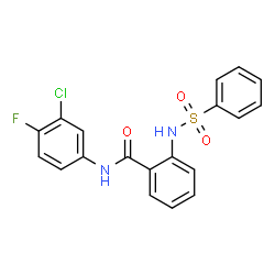 ChemSpider 2D Image | N-(3-Chloro-4-fluorophenyl)-2-[(phenylsulfonyl)amino]benzamide | C19H14ClFN2O3S