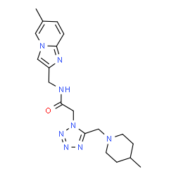 ChemSpider 2D Image | N-[(6-Methylimidazo[1,2-a]pyridin-2-yl)methyl]-2-{5-[(4-methyl-1-piperidinyl)methyl]-1H-tetrazol-1-yl}acetamide | C19H26N8O