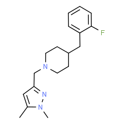 ChemSpider 2D Image | 1-[(1,5-Dimethyl-1H-pyrazol-3-yl)methyl]-4-(2-fluorobenzyl)piperidine | C18H24FN3