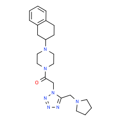 ChemSpider 2D Image | 2-[5-(1-Pyrrolidinylmethyl)-1H-tetrazol-1-yl]-1-[4-(1,2,3,4-tetrahydro-2-naphthalenyl)-1-piperazinyl]ethanone | C22H31N7O