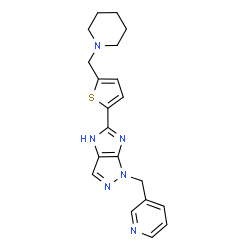 ChemSpider 2D Image | 5-[5-(1-Piperidinylmethyl)-2-thienyl]-1-(3-pyridinylmethyl)-1,4-dihydroimidazo[4,5-c]pyrazole | C20H22N6S
