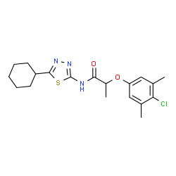 ChemSpider 2D Image | 2-(4-Chloro-3,5-dimethylphenoxy)-N-(5-cyclohexyl-1,3,4-thiadiazol-2-yl)propanamide | C19H24ClN3O2S