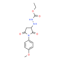ChemSpider 2D Image | Ethyl 2-[1-(4-methoxyphenyl)-2,5-dioxo-3-pyrrolidinyl]hydrazinecarboxylate | C14H17N3O5