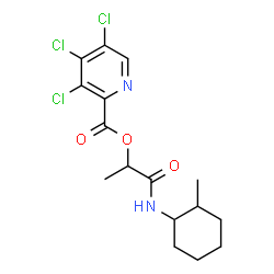 ChemSpider 2D Image | 1-[(2-Methylcyclohexyl)amino]-1-oxo-2-propanyl 3,4,5-trichloro-2-pyridinecarboxylate | C16H19Cl3N2O3
