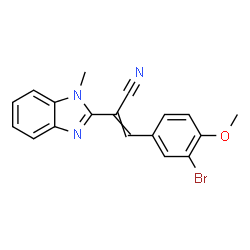 ChemSpider 2D Image | 3-(3-Bromo-4-methoxyphenyl)-2-(1-methyl-1H-benzimidazol-2-yl)acrylonitrile | C18H14BrN3O