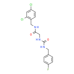 ChemSpider 2D Image | N-(2,4-Dichlorobenzyl)-N~2~-[(4-fluorobenzyl)carbamoyl]glycinamide | C17H16Cl2FN3O2