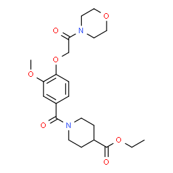 ChemSpider 2D Image | Ethyl 1-{3-methoxy-4-[2-(4-morpholinyl)-2-oxoethoxy]benzoyl}-4-piperidinecarboxylate | C22H30N2O7