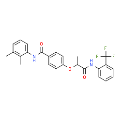 ChemSpider 2D Image | N-(2,3-Dimethylphenyl)-4-[(1-oxo-1-{[2-(trifluoromethyl)phenyl]amino}-2-propanyl)oxy]benzamide | C25H23F3N2O3