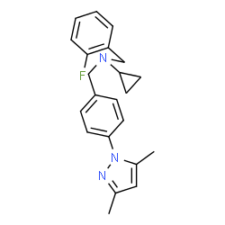 ChemSpider 2D Image | N-[4-(3,5-Dimethyl-1H-pyrazol-1-yl)benzyl]-N-(2-fluorobenzyl)cyclopropanamine | C22H24FN3