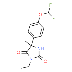 ChemSpider 2D Image | 5-[4-(Difluoromethoxy)phenyl]-3-ethyl-5-methyl-2,4-imidazolidinedione | C13H14F2N2O3