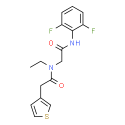 ChemSpider 2D Image | N-(2,6-Difluorophenyl)-N~2~-ethyl-N~2~-(3-thienylacetyl)glycinamide | C16H16F2N2O2S