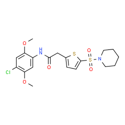 ChemSpider 2D Image | N-(4-Chloro-2,5-dimethoxyphenyl)-2-[5-(1-piperidinylsulfonyl)-2-thienyl]acetamide | C19H23ClN2O5S2
