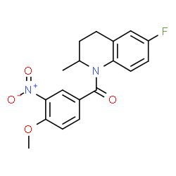 ChemSpider 2D Image | (6-Fluoro-2-methyl-3,4-dihydro-1(2H)-quinolinyl)(4-methoxy-3-nitrophenyl)methanone | C18H17FN2O4