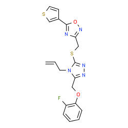 ChemSpider 2D Image | 3-[({4-Allyl-5-[(2-fluorophenoxy)methyl]-4H-1,2,4-triazol-3-yl}sulfanyl)methyl]-5-(3-thienyl)-1,2,4-oxadiazole | C19H16FN5O2S2