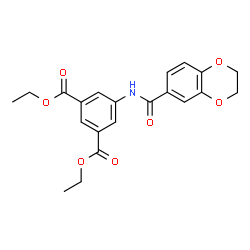 ChemSpider 2D Image | Diethyl 5-[(2,3-dihydro-1,4-benzodioxin-6-ylcarbonyl)amino]isophthalate | C21H21NO7