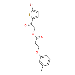 ChemSpider 2D Image | 2-(5-Bromo-2-thienyl)-2-oxoethyl 3-(3-methylphenoxy)propanoate | C16H15BrO4S