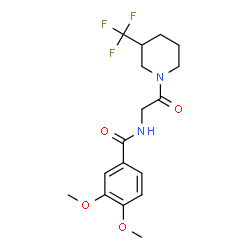 ChemSpider 2D Image | 3,4-Dimethoxy-N-{2-oxo-2-[3-(trifluoromethyl)-1-piperidinyl]ethyl}benzamide | C17H21F3N2O4