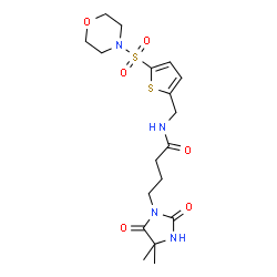 ChemSpider 2D Image | 4-(4,4-Dimethyl-2,5-dioxo-1-imidazolidinyl)-N-{[5-(4-morpholinylsulfonyl)-2-thienyl]methyl}butanamide | C18H26N4O6S2