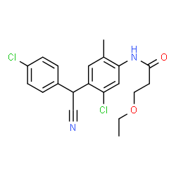 ChemSpider 2D Image | N-{5-Chloro-4-[(4-chlorophenyl)(cyano)methyl]-2-methylphenyl}-3-ethoxypropanamide | C20H20Cl2N2O2