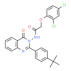ChemSpider 2D Image | 2-(2,4-Dichlorophenoxy)-N-{2-[4-(2-methyl-2-propanyl)phenyl]-4-oxo-3(4H)-quinazolinyl}acetamide | C26H23Cl2N3O3