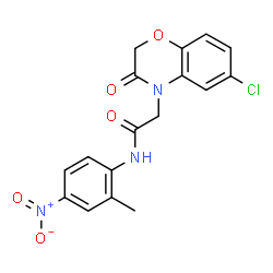 ChemSpider 2D Image | 2-(6-Chloro-3-oxo-2,3-dihydro-4H-1,4-benzoxazin-4-yl)-N-(2-methyl-4-nitrophenyl)acetamide | C17H14ClN3O5