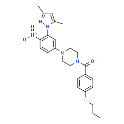 ChemSpider 2D Image | {4-[3-(3,5-Dimethyl-1H-pyrazol-1-yl)-4-nitrophenyl]-1-piperazinyl}(4-propoxyphenyl)methanone | C25H29N5O4