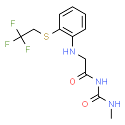 ChemSpider 2D Image | N-(Methylcarbamoyl)-N~2~-{2-[(2,2,2-trifluoroethyl)sulfanyl]phenyl}glycinamide | C12H14F3N3O2S