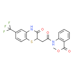 ChemSpider 2D Image | Methyl 2-({[3-oxo-6-(trifluoromethyl)-3,4-dihydro-2H-1,4-benzothiazin-2-yl]acetyl}amino)benzoate | C19H15F3N2O4S