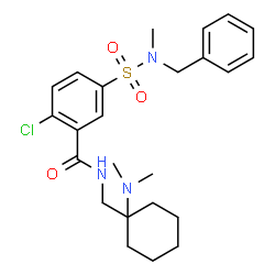 ChemSpider 2D Image | 5-[Benzyl(methyl)sulfamoyl]-2-chloro-N-{[1-(dimethylamino)cyclohexyl]methyl}benzamide | C24H32ClN3O3S