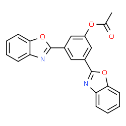 ChemSpider 2D Image | 3,5-Bis(1,3-benzoxazol-2-yl)phenyl acetate | C22H14N2O4
