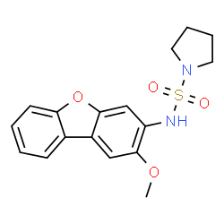 ChemSpider 2D Image | N-(2-Methoxydibenzo[b,d]furan-3-yl)-1-pyrrolidinesulfonamide | C17H18N2O4S