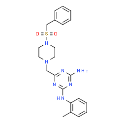 ChemSpider 2D Image | 6-{[4-(Benzylsulfonyl)-1-piperazinyl]methyl}-N-(2-methylphenyl)-1,3,5-triazine-2,4-diamine | C22H27N7O2S