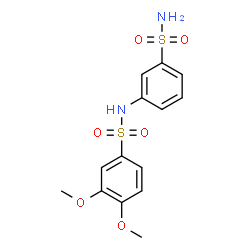 ChemSpider 2D Image | 3,4-Dimethoxy-N-(3-sulfamoylphenyl)benzenesulfonamide | C14H16N2O6S2