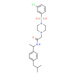 ChemSpider 2D Image | 2-{4-[(3-Chlorophenyl)sulfonyl]-1-piperazinyl}-N-[1-(4-isobutylphenyl)ethyl]acetamide | C24H32ClN3O3S