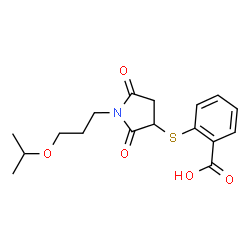ChemSpider 2D Image | 2-{[1-(3-Isopropoxypropyl)-2,5-dioxo-3-pyrrolidinyl]sulfanyl}benzoic acid | C17H21NO5S