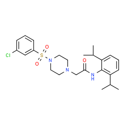 ChemSpider 2D Image | 2-{4-[(3-Chlorophenyl)sulfonyl]-1-piperazinyl}-N-(2,6-diisopropylphenyl)acetamide | C24H32ClN3O3S