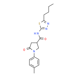 ChemSpider 2D Image | N-(5-Butyl-1,3,4-thiadiazol-2-yl)-1-(4-methylphenyl)-5-oxo-3-pyrrolidinecarboxamide | C18H22N4O2S