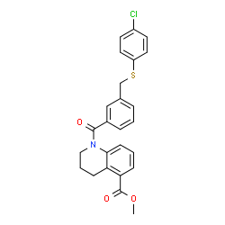 ChemSpider 2D Image | Methyl 1-(3-{[(4-chlorophenyl)sulfanyl]methyl}benzoyl)-1,2,3,4-tetrahydro-5-quinolinecarboxylate | C25H22ClNO3S