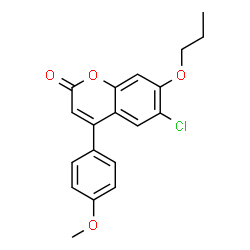 ChemSpider 2D Image | 6-Chloro-4-(4-methoxyphenyl)-7-propoxy-2H-chromen-2-one | C19H17ClO4