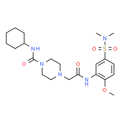 ChemSpider 2D Image | N-Cyclohexyl-4-(2-{[5-(dimethylsulfamoyl)-2-methoxyphenyl]amino}-2-oxoethyl)-1-piperazinecarboxamide | C22H35N5O5S
