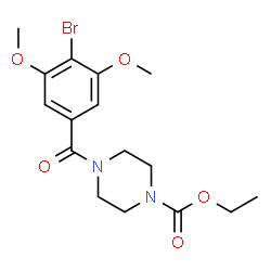 ChemSpider 2D Image | Ethyl 4-(4-bromo-3,5-dimethoxybenzoyl)-1-piperazinecarboxylate | C16H21BrN2O5