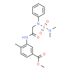 ChemSpider 2D Image | Methyl 3-{[N-(dimethylsulfamoyl)-N-phenylglycyl]amino}-4-methylbenzoate | C19H23N3O5S