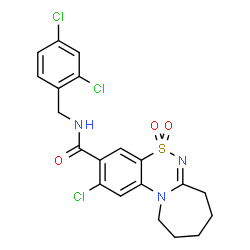 ChemSpider 2D Image | 2-Chloro-N-(2,4-dichlorobenzyl)-8,9,10,11-tetrahydro-7H-azepino[2,1-c][1,2,4]benzothiadiazine-3-carboxamide 5,5-dioxide | C20H18Cl3N3O3S