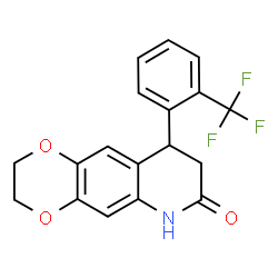 ChemSpider 2D Image | 9-[2-(Trifluoromethyl)phenyl]-2,3,8,9-tetrahydro[1,4]dioxino[2,3-g]quinolin-7(6H)-one | C18H14F3NO3