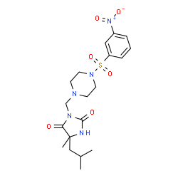 ChemSpider 2D Image | 5-Isobutyl-5-methyl-3-({4-[(3-nitrophenyl)sulfonyl]-1-piperazinyl}methyl)-2,4-imidazolidinedione | C19H27N5O6S